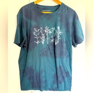 LUCKY BRAND Teal Tie-Dye Floral Tee